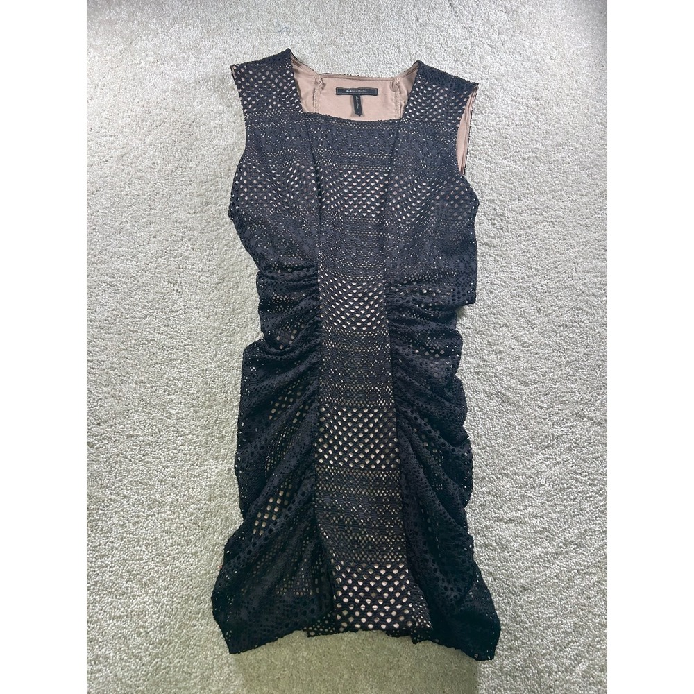 BCBGMAXAZRIA Women's Black Small Lace Sleeveless Cocktail Dress Wedding Grunge‎